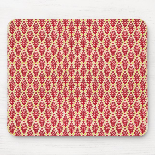 DAMASK PATTERN-TEMP för damm07-rödgul RED-GULT Musmatta (Framsidan)