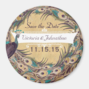 Damask Peacock Eggplant Aqua Spara datum magneter