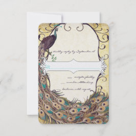 Damask Peacock Elegance Eggplant Guld och Aqua OSA Kort