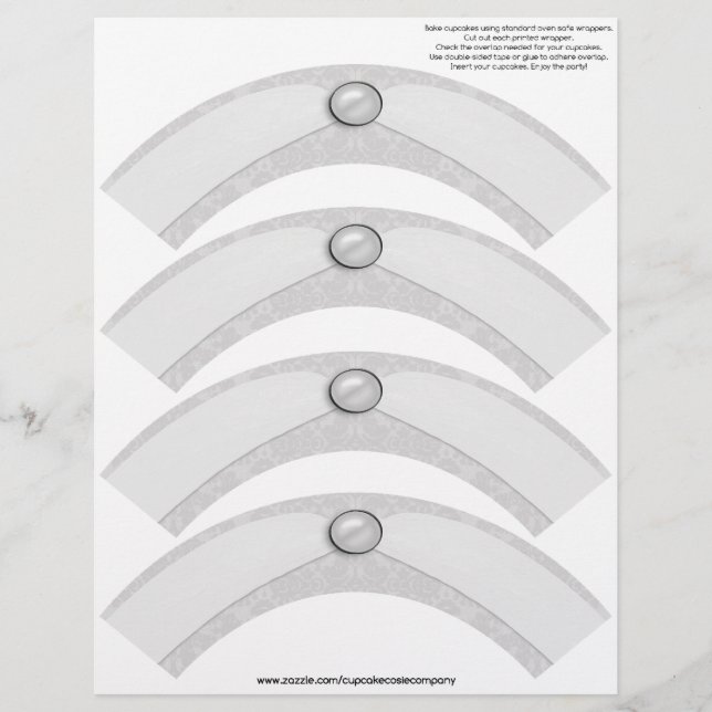 Damask Pearl Ribbon Cupcoa Cosie - SILVER GRÅTT (Framsida)