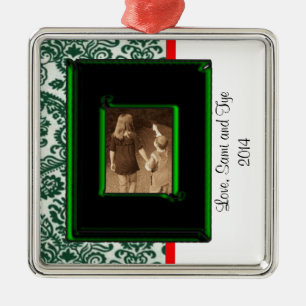 DAMASK PHOTO CHRISTMAS ORNAMENT MALL