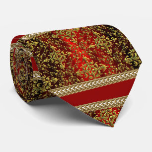 Damask Red Guld, Guld chain Groom's Tie Slips