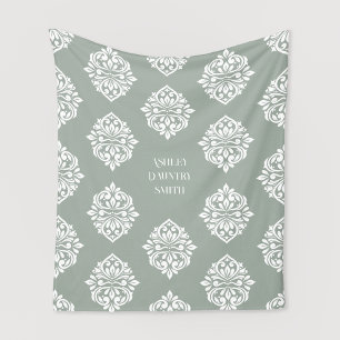Damask Regency Classic Blekt Oliv Fleecefilt