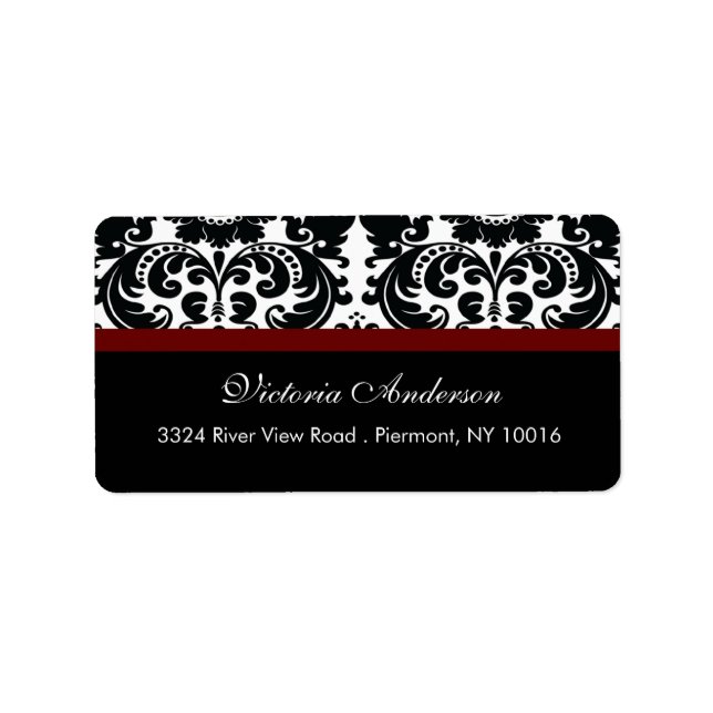 Damask Returetiketters Merlot Vin Red Adressetikett (Framsidan)