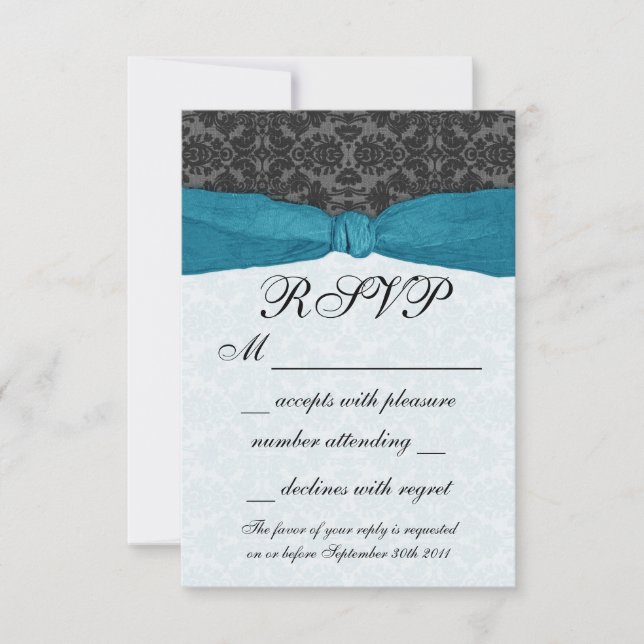 Damask Ribbon Wrapped OSA - Teal Kort (Framsida)