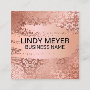 Damask Ro Gold Foil Ro Guld Brushed Fyrkantigt Visitkort