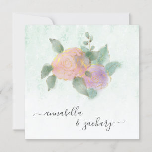 *~* Damask ROS QR RSVP Glitter - AR12 Bröllop Inbjudningar