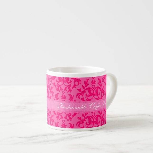 Damask rosa Fashionable Coffee Diva espresso mugg Espressomugg (Framsida höger)