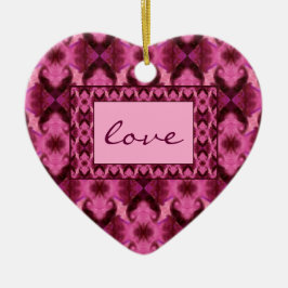 Damask Rosa Hearts Julgransprydnad Keramik