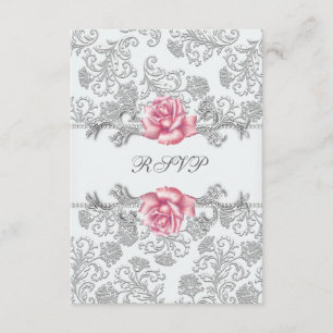 Damask Rosa Rosa Flickor Första Kommunion RSVP OSA Kort