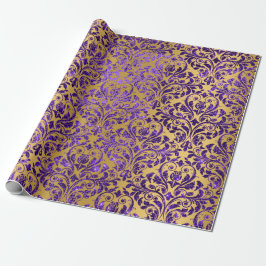 Damask Royal Lila Amethyst Violet Guld Honung Presentpapper