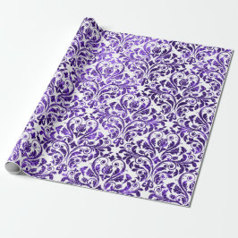 Damask Royal Lila Amethyst Violet White Baroque Presentpapper