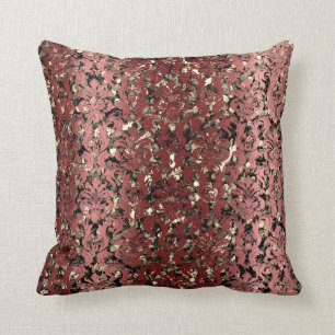 Damask Royal Sepia Guld Black Maroon Burgundy Kudde