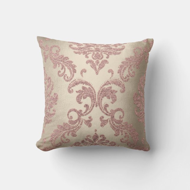 Damask Sepia Rosa  Pastel Ro Cottage Velvet Kudde (Framsida)