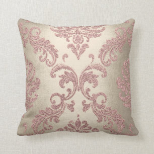 Damask Sepia Rosa  Pastel Ro Cottage Velvet Kudde