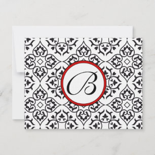 Damask Side Gräns Red Trim Bröllop OSA Kort