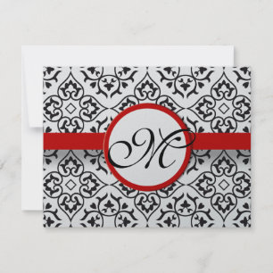 Damask Side Gräns Red Trim Bröllop OSA Kort
