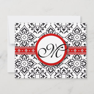 Damask Side Gräns Red Trim Bröllop OSA Kort