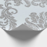 Damask Silver Grått Royal Metallic Blue Glitter Lu Presentpapper<br><div class="desc">Glam och Chic Wrapping Papper för många tillfällen som födelsedag,  årsdag,  bröllop,  brudens sida,  nytt jobb,  nytt hem,  företag party,  pension party,  nyfödd bebis, ,  florenceK</div>