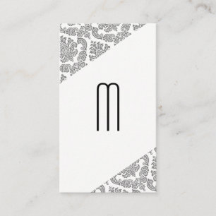 Damask - slätt Modern Monogram Visitkort