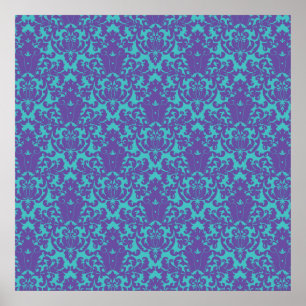 Damask Snöre Lila Teal Poster