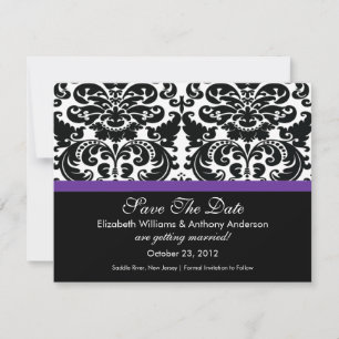 Damask Spara datum meddelande Eggplant