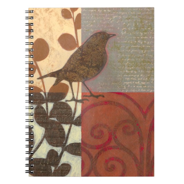 Damask Sparrow Anteckningsbok Med Spiral (Framsidan)