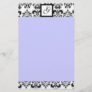 DAMASK SQUARE MONOGRAM, blå Brevpapper