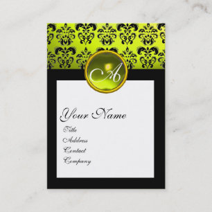 DAMASK SQUARE MONOGRAM,gult topaz Visitkort