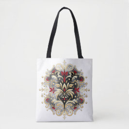 Damask Stil i Red, Guld och Black Tygkasse