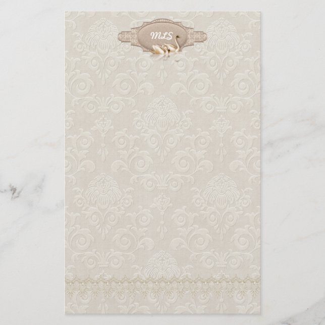 Damask Svan Elegance Brevpapper (Framsida)