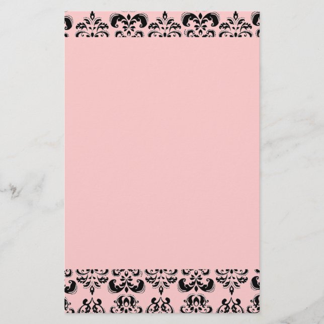 DAMASK,svart och rosa Brevpapper (Framsida)