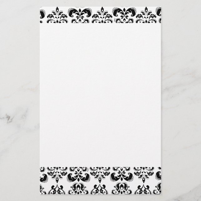 DAMASK,svart och vitt Brevpapper (Framsida)