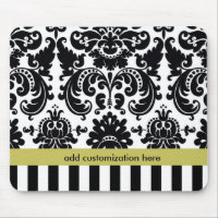 Damask Svart Vitt Chartreuse + Randig Musmatta