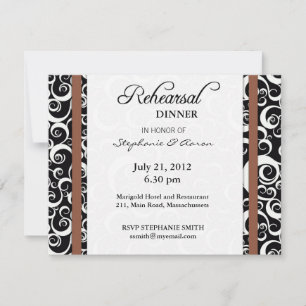 Damask Swirl Rehearsal Dinner Card in Mocha Inbjudningar
