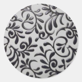 Damask Swirl Round Sticker Runt Klistermärke