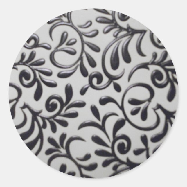 Damask Swirl Round Sticker Runt Klistermärke (Framsida)