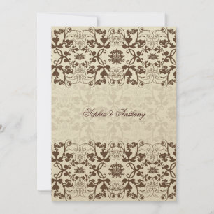 Damask Swirls Snöre Coffee bröllopsinbjudan Inbjudningar