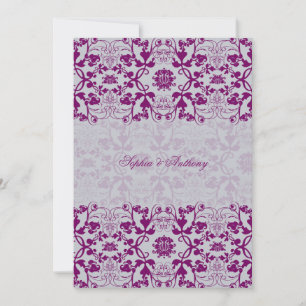 Damask Swirls Snöre Elegant Orchid Wedding bjudand Inbjudningar