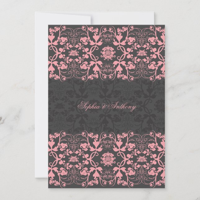 Damask Swirls Snöre licensbröllopsinbjudan Inbjudningar (Framsida)