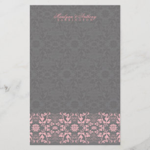 Damask Swirls Snöre Licorice Tack Stationery Brevpapper