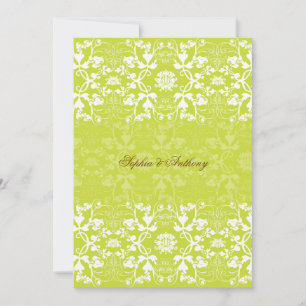 Damask Swirls Snöre Lime Bröllopsinbjudan 2 Inbjudningar