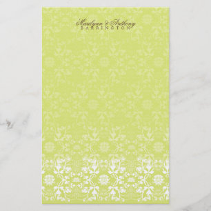 Damask Swirls Snöre Lime Tack Stationery Brevpapper