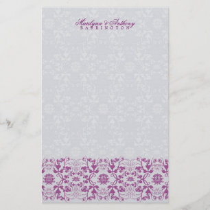 Damask Swirls Snöre Orchid Tack Stationery Brevpapper