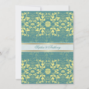 Damask Swirls Snöre Peacock Blue Wedding bjudande Inbjudningar