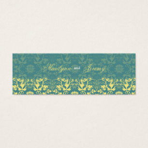 Damask Swirls Snöre Peacock Tack Gift Märkre Litet Visitkort