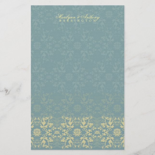 Damask Swirls Snöre Peacock Tack Stationery Brevpapper (Framsida)