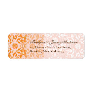 Damask Swirls Snöre Sorbet Anpassningsbar Label Returadress Etikett