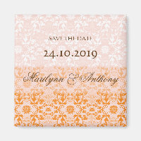 Damask Swirls Snöre Sorbet Spara datum magneter