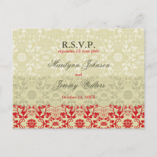Damask Swirls Snöre Spice OSA Bröllop vykort